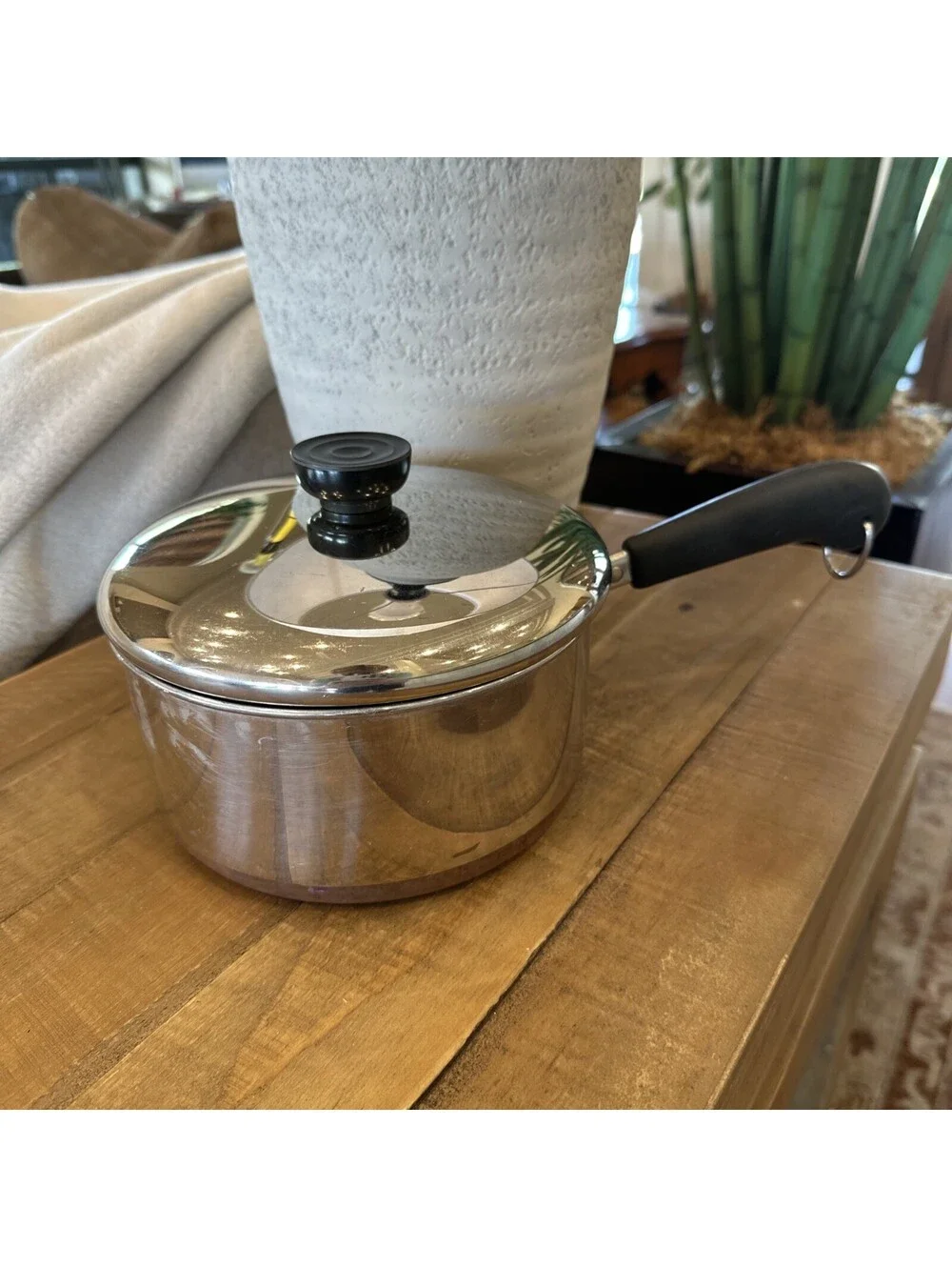 Revere Ware 2 Qt Quart Copper Bottom Sauce Pan, Lid Clinton 90 j Stainless Steel